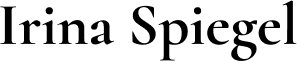 Logo of Irina Spiegel in elegant serif font.